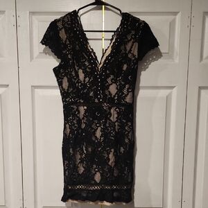 Lulu's Black Lace Mini Dress